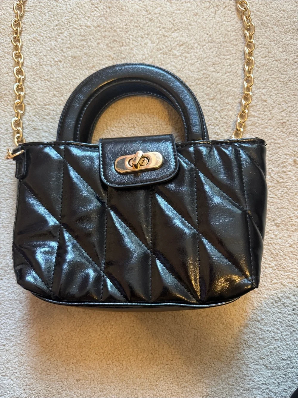Never Used Forever 21 Black Crossbody Bag with Gold Chain